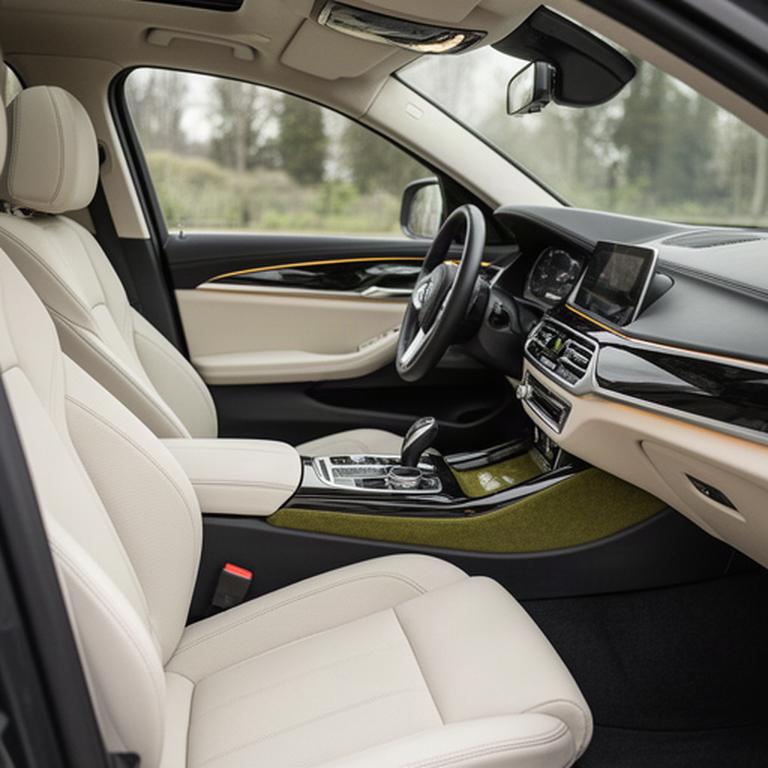 Aufbereiteter Innenraum eines luxuriösen SUV mit hellem Leder, Alcantara und glänzenden Zierteilen
