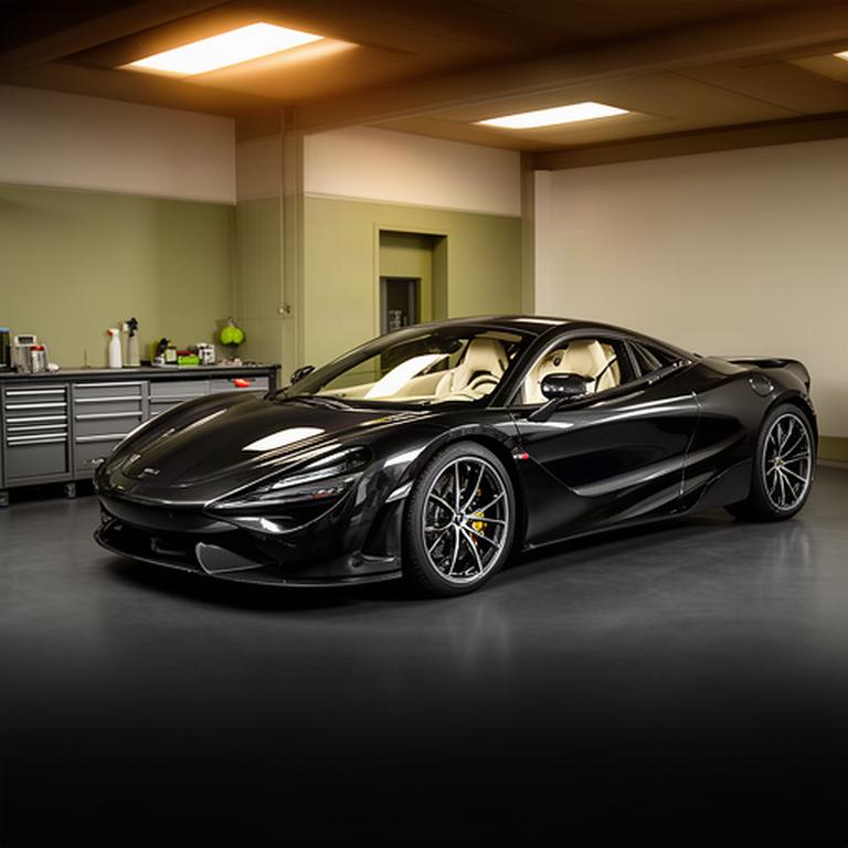 Dunkler Supersportwagen mit spiegelndem Lack in einer stilvollen Detailing-Garage bei Basel